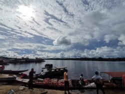 View of the river port of Inirida View of the river port of Inirida. There are boats loaded with food and other goods